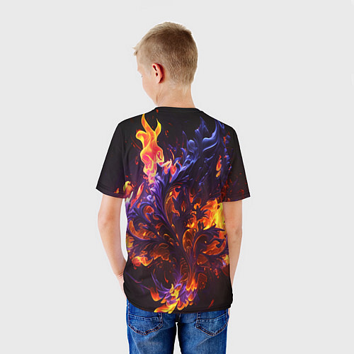 Детская футболка Текстура огня / 3D-принт – фото 4