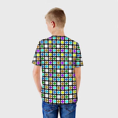 Детская футболка Геометрический узор в клетку разноцветный / 3D-принт – фото 4