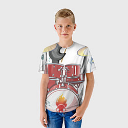 Футболка детская Пингвин- барабанщик, цвет: 3D-принт — фото 2