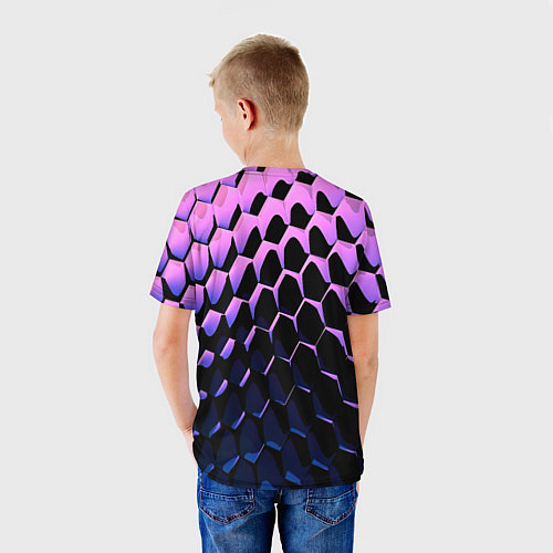 Детская футболка Шестиугольники волны / 3D-принт – фото 4