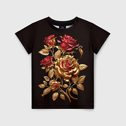 Детская футболка Красные и золотые розы