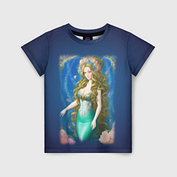 Детская футболка Фэнтези женщина русалка с цветами