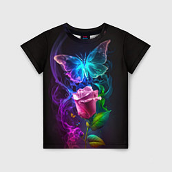 Детская футболка Неоновая бабочка с цветком
