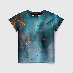 Детская футболка Абстрактный синий туман, силуэты и краски