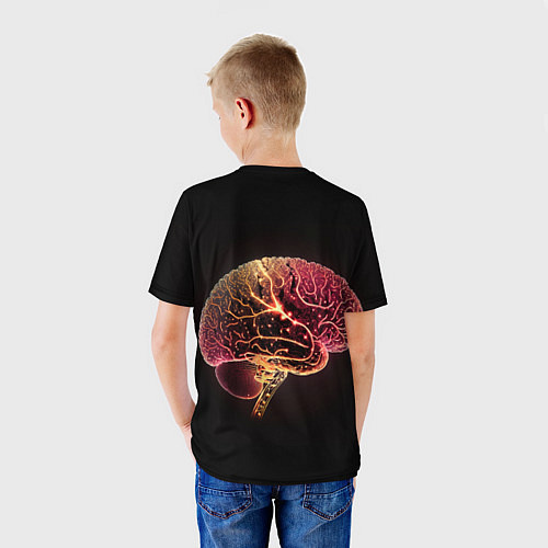 Детская футболка Нейронный неоновый мозг / 3D-принт – фото 4