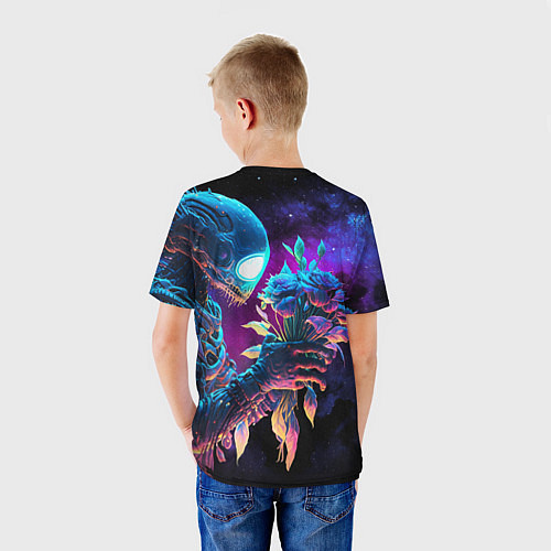 Детская футболка Инопланетянин с неоновыми цветами / 3D-принт – фото 4