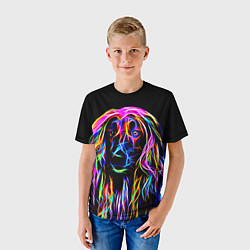 Футболка детская Dog - neon lines, цвет: 3D-принт — фото 2