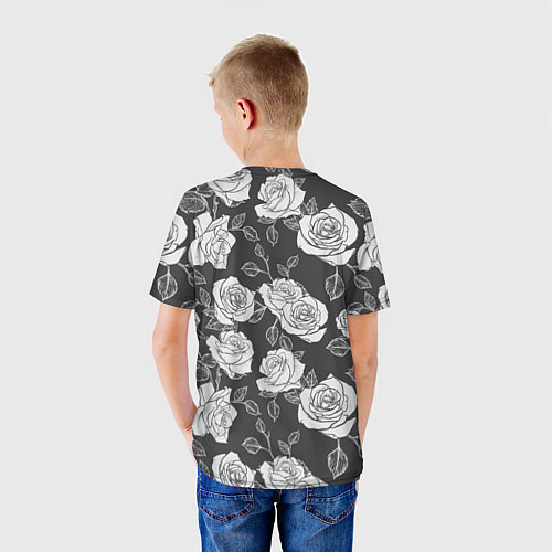Детская футболка Нарисованные белые розы / 3D-принт – фото 4