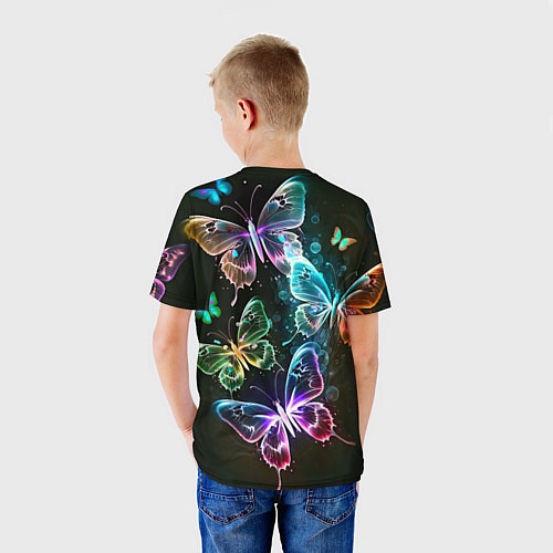 Детская футболка Неоновые дикие бабочки / 3D-принт – фото 4