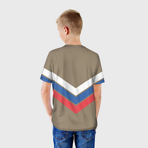 Детская футболка Триколор - три полосы на песочном / 3D-принт – фото 4