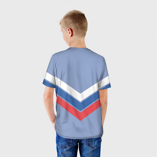 Детская футболка Триколор - три полоски на голубом / 3D-принт – фото 4