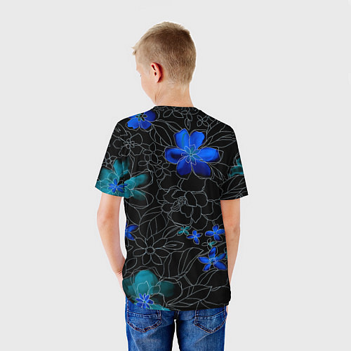 Детская футболка Неоновые цветы / 3D-принт – фото 4