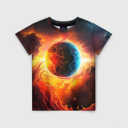 Детская футболка Планета в огненном космосе