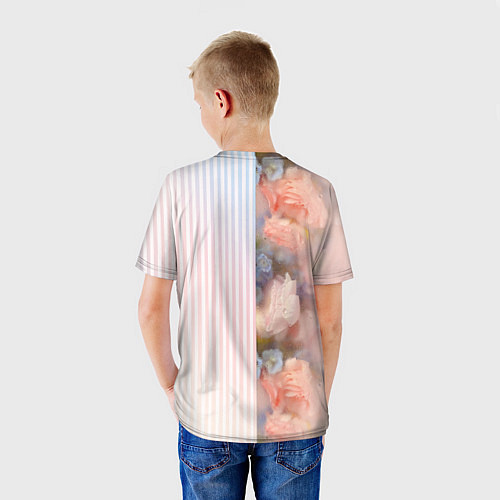 Детская футболка Цветы за стеклом - полосы с градиентом / 3D-принт – фото 4