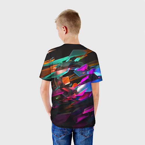 Детская футболка Разноцветные осколки реальности / 3D-принт – фото 4