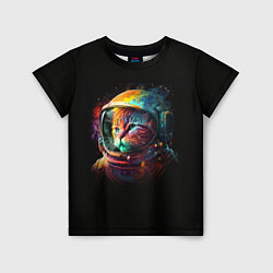 Детская футболка Кот в скафандре - космонавт