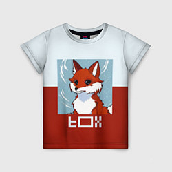 Детская футболка Пиксельная лиса с надписью fox