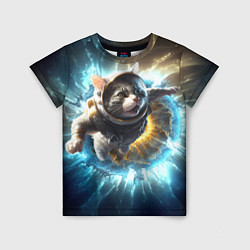Детская футболка Кот космонавт и взрыв звезды