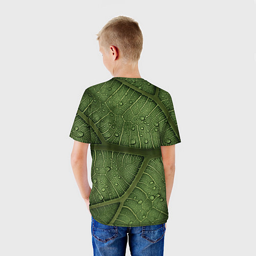 Детская футболка Текстура зелёной листы / 3D-принт – фото 4