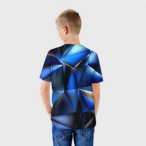 Детская футболка Polygon blue abstract / 3D-принт – фото 4