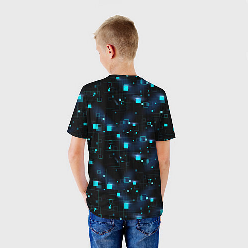 Детская футболка Светящиеся неоновые квадраты / 3D-принт – фото 4