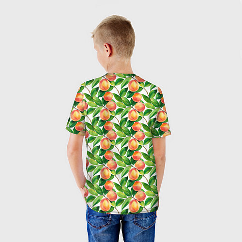Детская футболка Персики акварельный паттерн / 3D-принт – фото 4