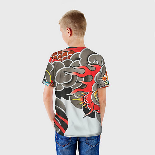Детская футболка Иредзуми: дракон в дыму / 3D-принт – фото 4