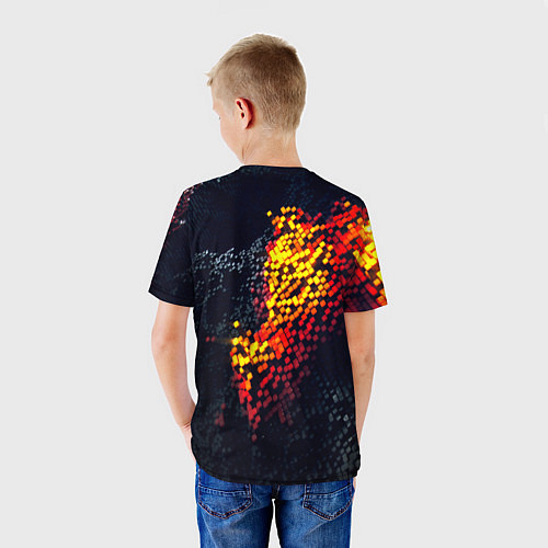 Детская футболка Огненные кубы клетка / 3D-принт – фото 4