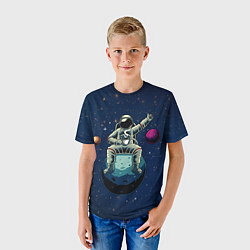 Футболка детская Космонавт с кружкой, цвет: 3D-принт — фото 2
