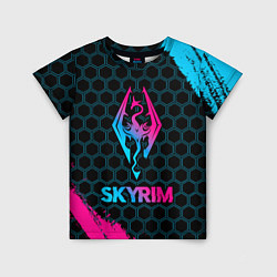 Детская футболка Skyrim - neon gradient