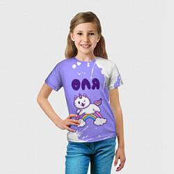 Футболка детская Оля кошка единорожка, цвет: 3D-принт — фото 2