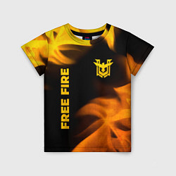Детская футболка Free Fire - gold gradient: надпись, символ