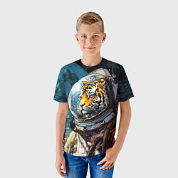 Футболка детская Тигр космонавт на далекой планете, цвет: 3D-принт — фото 2