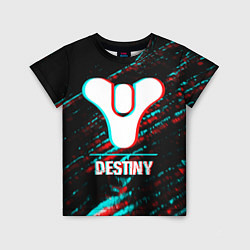 Детская футболка Destiny в стиле glitch и баги графики на темном фо