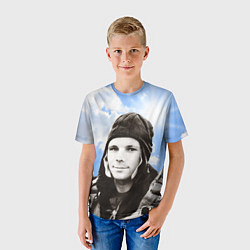 Футболка детская Летчик космонавт Юра Гагарин, цвет: 3D-принт — фото 2