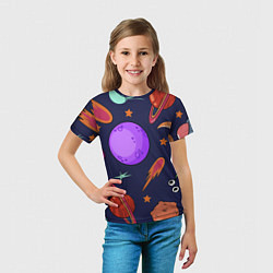 Футболка детская Космический арт планеты, цвет: 3D-принт — фото 2
