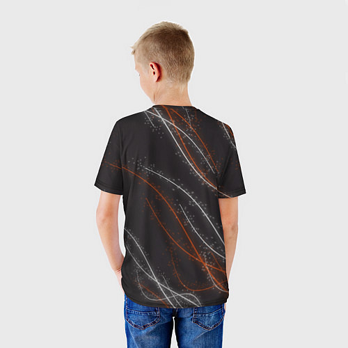 Детская футболка Огненная лиса на фоне узора / 3D-принт – фото 4