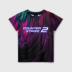 Детская футболка Counter strike 2 цветная абстракция