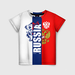 Детская футболка Russia national team: white blue red