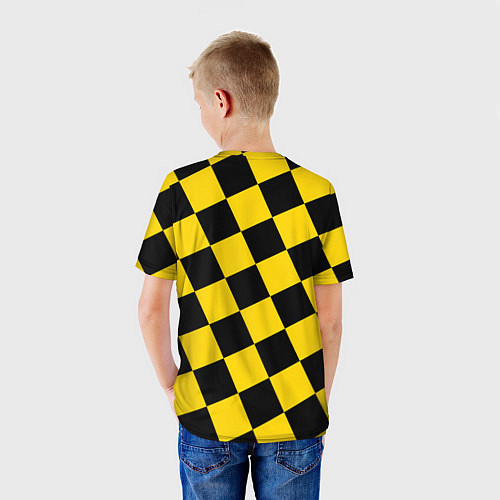 Детская футболка Черно-желтая крупная клетка / 3D-принт – фото 4