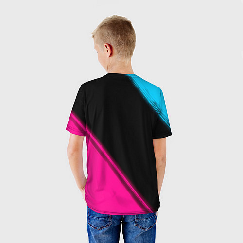 Детская футболка Mazda - neon gradient: надпись, символ / 3D-принт – фото 4