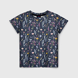 Детская футболка Акварельная цветочная полянка
