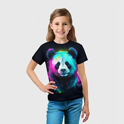 Футболка детская Панда в неоновых красках, цвет: 3D-принт — фото 2