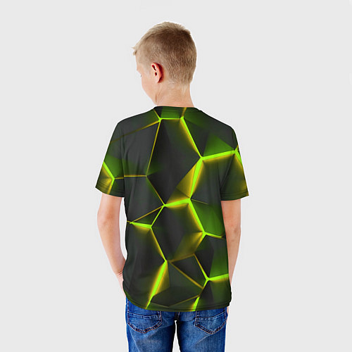 Детская футболка Разлом неоновых плит / 3D-принт – фото 4