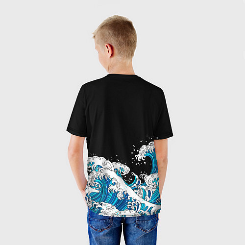 Детская футболка Гиу Томиока на фоне волн / 3D-принт – фото 4