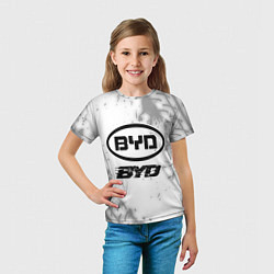 Футболка детская BYD speed на светлом фоне со следами шин, цвет: 3D-принт — фото 2