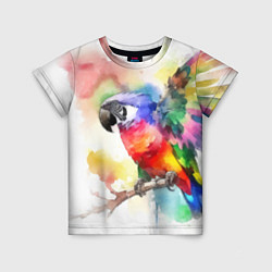 Детская футболка Разноцветный акварельный попугай