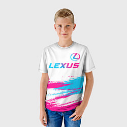 Футболка детская Lexus neon gradient style: символ сверху, цвет: 3D-принт — фото 2