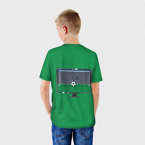 Детская футболка Футбольный мяч и ворота на экране монитора / 3D-принт – фото 4