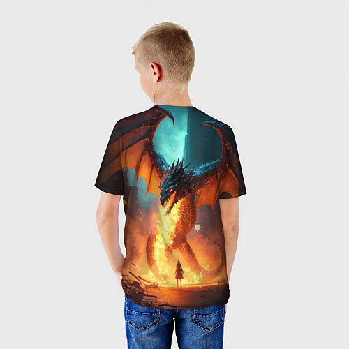 Детская футболка Огненный дракон и рыцарь / 3D-принт – фото 4